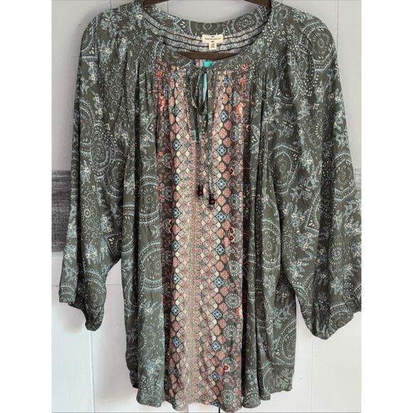 Mason And Belle Sz 2X Boho Cottagecore Blouson Sleeve Top NWT - Picture 1 of 8